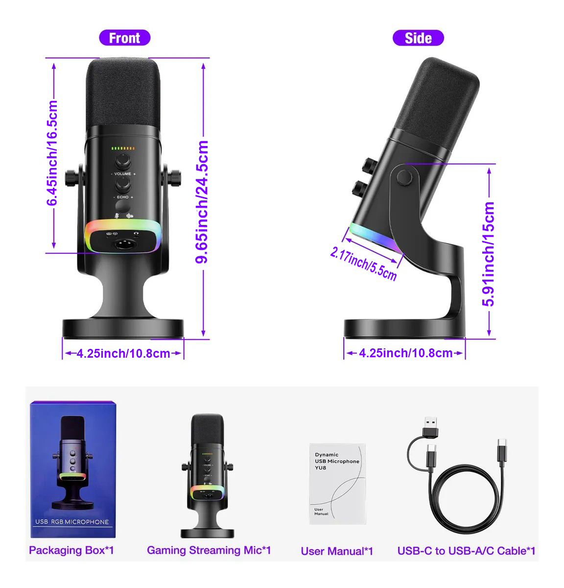 USB/XLR Dynamic Microphone for - Gaming Headset With Mic Rgb recension och pris