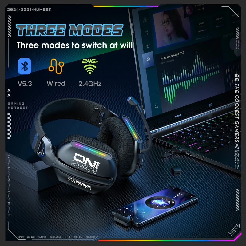 ONIKUMA GT808 Wireless Gaming  - Gaming Headset With Mic Rgb recension och pris