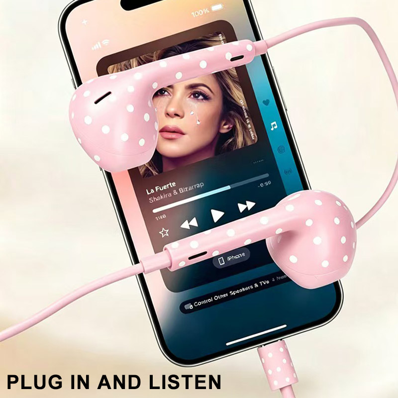 Cute Polka Dot Type‑c Wired Ea - Type C Wired Earphones With Mic recension och pris