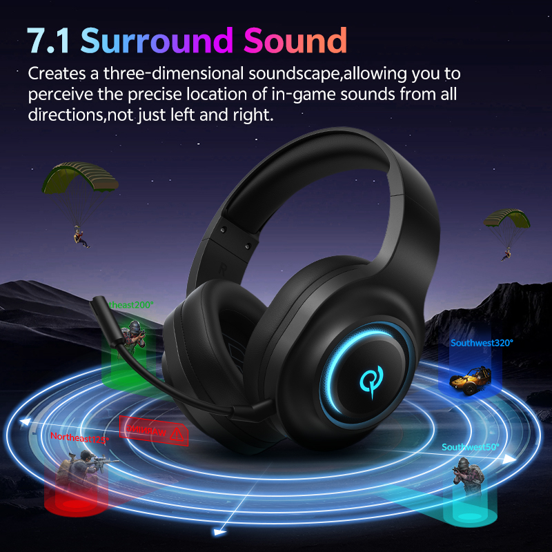 QCY Heroad V200 Gaming Headset - Gaming Headset With Mic Rgb recension och pris