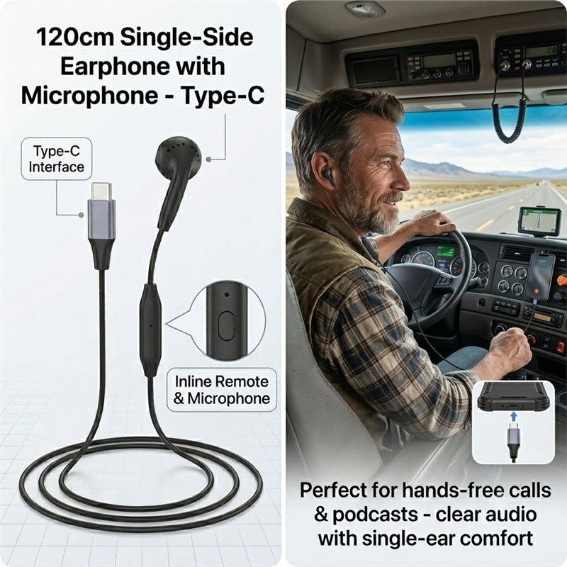 DT75BG Type C Single Earbud wi - Type C Wired Earphones With Mic recension och pris
